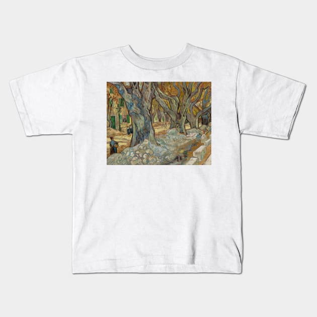 The Large Plane Trees (Road Menders at Saint-Remy) by Vincent van Gogh Kids T-Shirt by Classic Art Stall